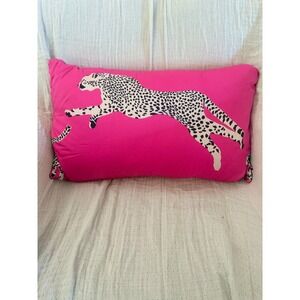 House‎ of Scalamandre LEAPING CHEETAH LUMBAR PILLOW Bubblegum Pink 22"x14"
